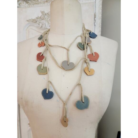 Handmade Wooden Heart Necklace Boho Chic Festival Hippie Inspired Stackable - Picture 1 of 6